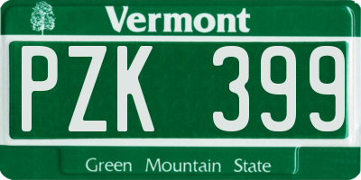 VT license plate PZK399