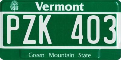 VT license plate PZK403