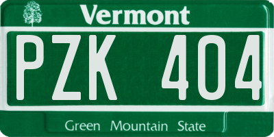 VT license plate PZK404