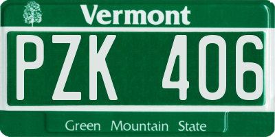 VT license plate PZK406