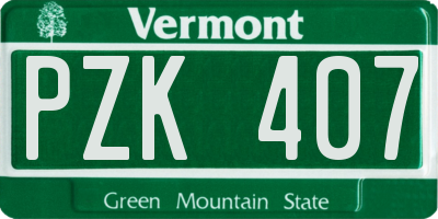 VT license plate PZK407