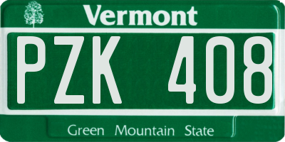 VT license plate PZK408