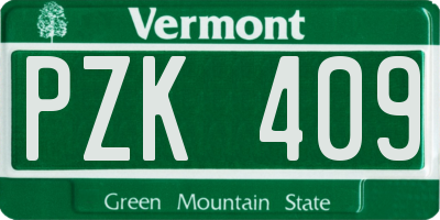 VT license plate PZK409