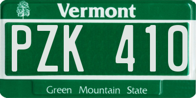 VT license plate PZK410