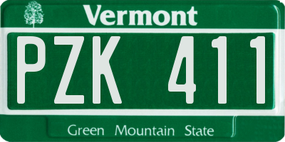 VT license plate PZK411