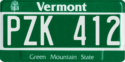 VT license plate PZK412