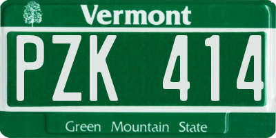 VT license plate PZK414