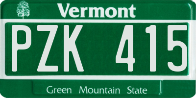 VT license plate PZK415