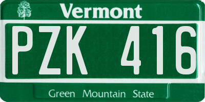 VT license plate PZK416