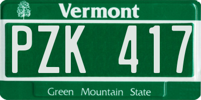 VT license plate PZK417
