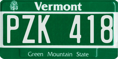 VT license plate PZK418