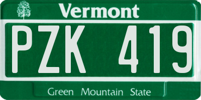 VT license plate PZK419