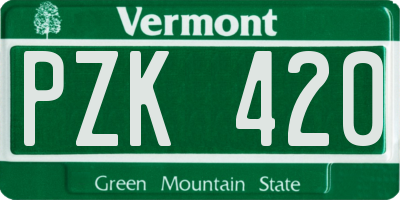VT license plate PZK420
