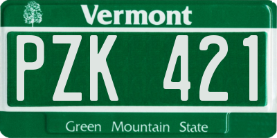 VT license plate PZK421
