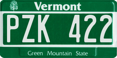 VT license plate PZK422