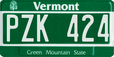 VT license plate PZK424