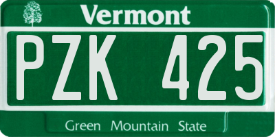 VT license plate PZK425