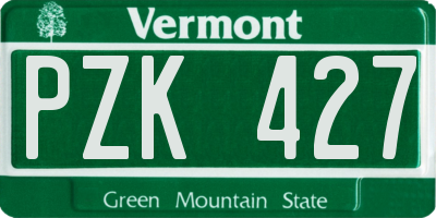 VT license plate PZK427