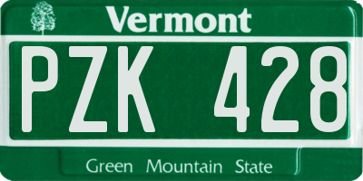 VT license plate PZK428