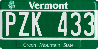 VT license plate PZK433