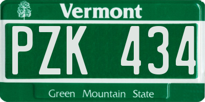 VT license plate PZK434