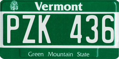 VT license plate PZK436