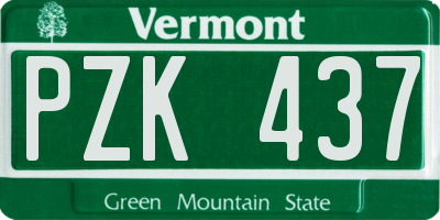 VT license plate PZK437