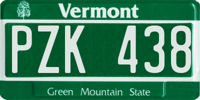 VT license plate PZK438
