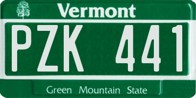 VT license plate PZK441