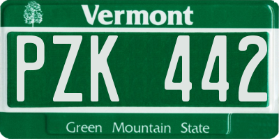 VT license plate PZK442