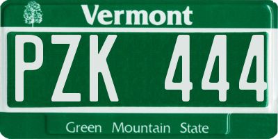 VT license plate PZK444
