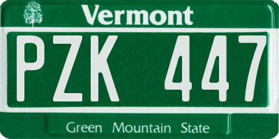 VT license plate PZK447