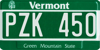 VT license plate PZK450