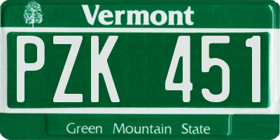 VT license plate PZK451