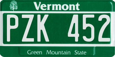 VT license plate PZK452