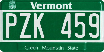 VT license plate PZK459