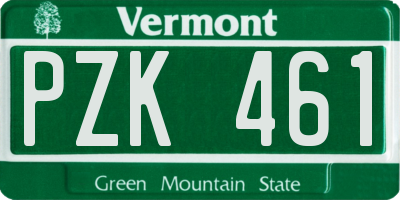 VT license plate PZK461