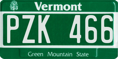 VT license plate PZK466
