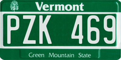 VT license plate PZK469