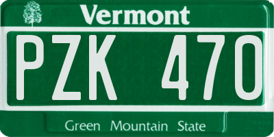 VT license plate PZK470