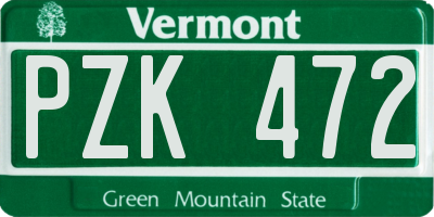 VT license plate PZK472