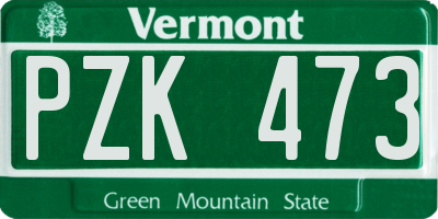VT license plate PZK473