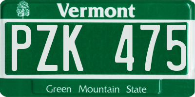 VT license plate PZK475