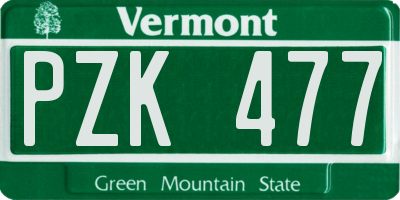 VT license plate PZK477