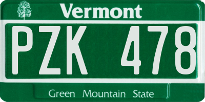 VT license plate PZK478
