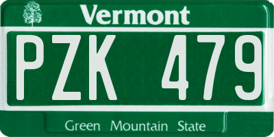 VT license plate PZK479