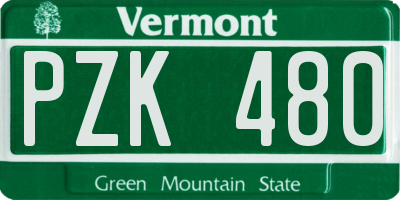 VT license plate PZK480