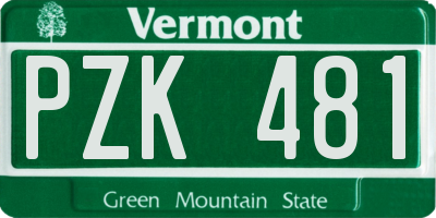 VT license plate PZK481