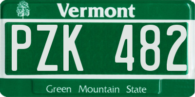 VT license plate PZK482