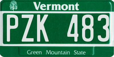 VT license plate PZK483